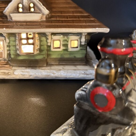 Vintage Ceramic Lighted Train Station & Train by Mr. USA - Picture 2 of 15